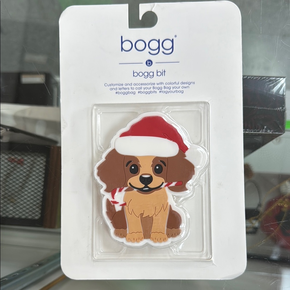 New Holiday Bogg Bag Bogg Bits - Puppy With Santa Hat & Candy Cane